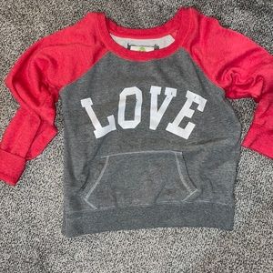 LOVE Sweatshirt, size large, red and gray